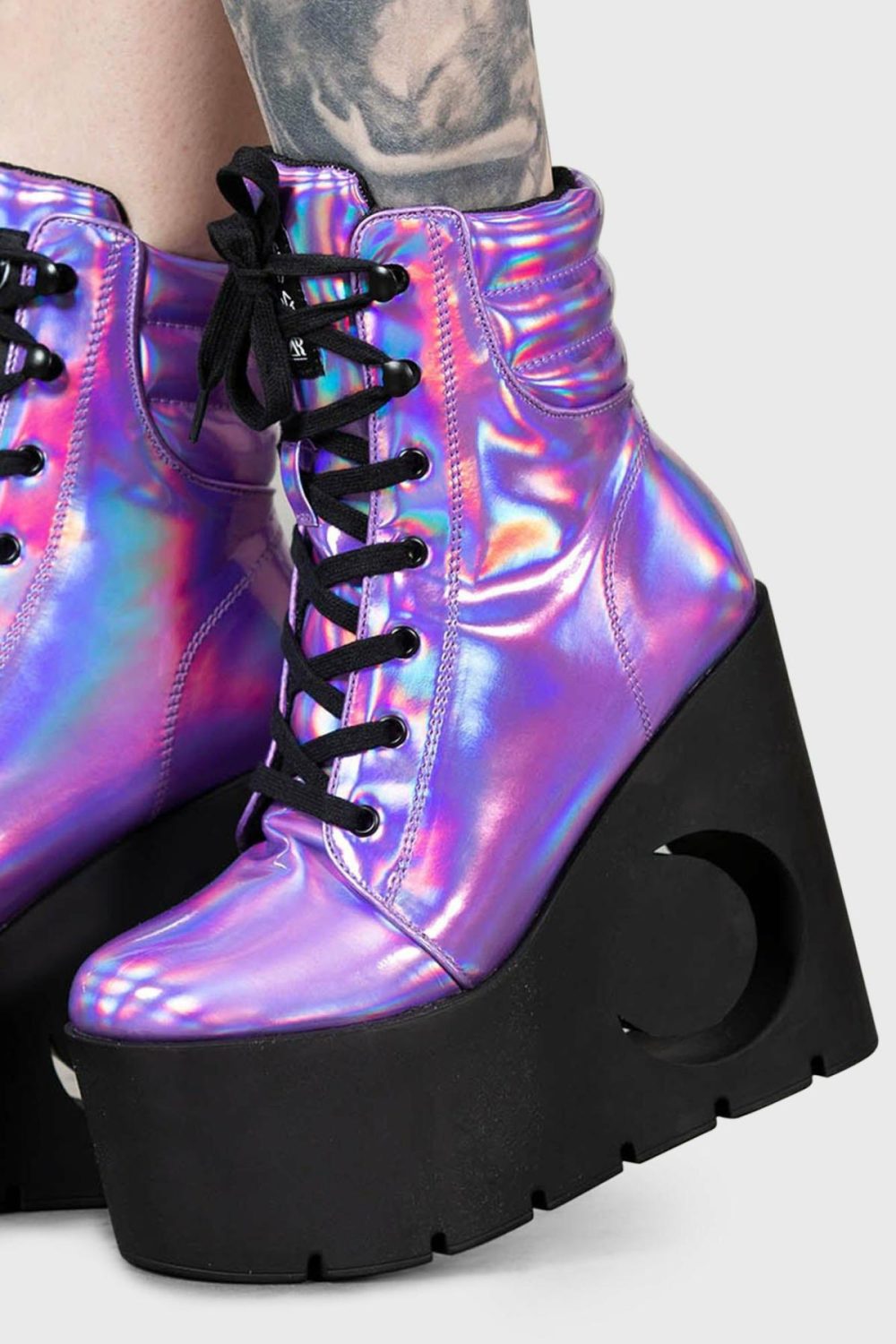 Boots | Diana Crescent Wedge Boots [PURPLE HOLOGRAPHIC] – Womens Boots Boots