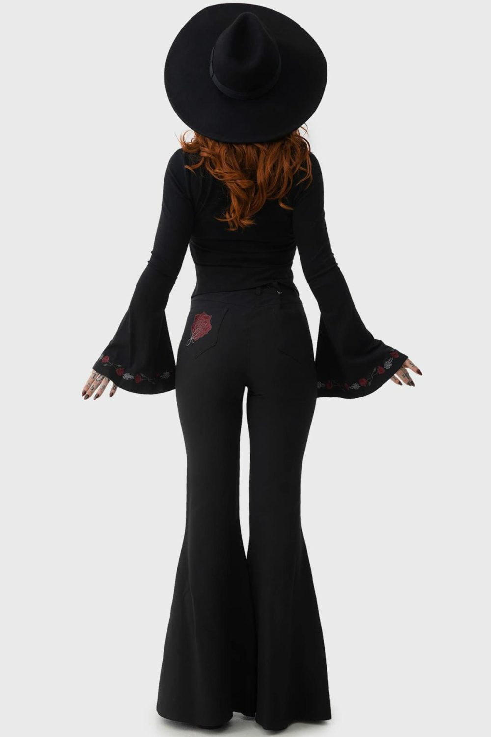 Bottoms | Blood Rose Flares – Womens Bottoms Black