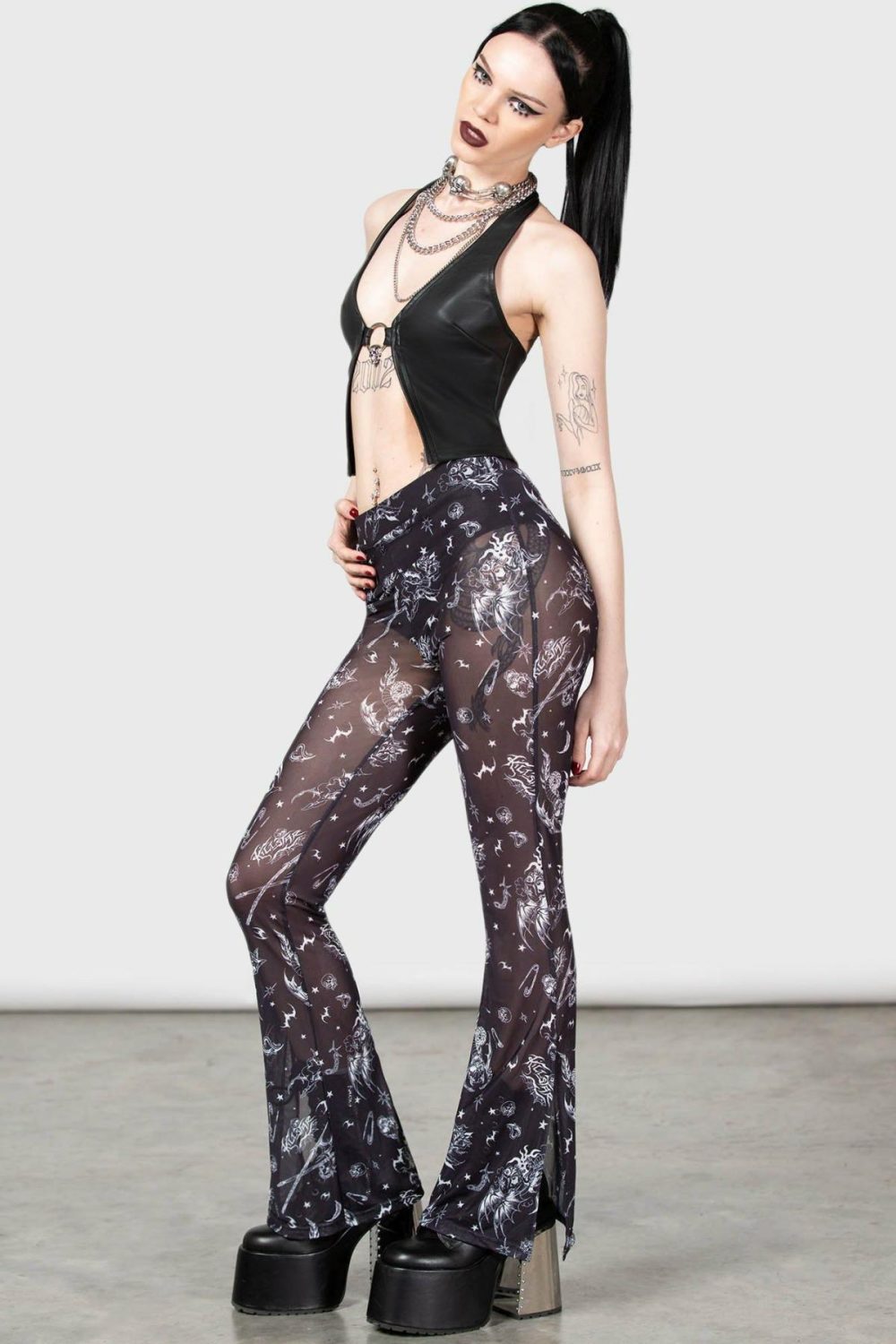 Bottoms | Dazed Skull Flares – Womens Bottoms Black