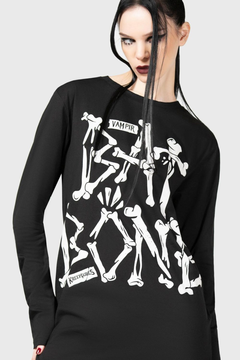 Graphic Tops | Batbone Long Sleeve Top – Womens/Mens Clothing Black