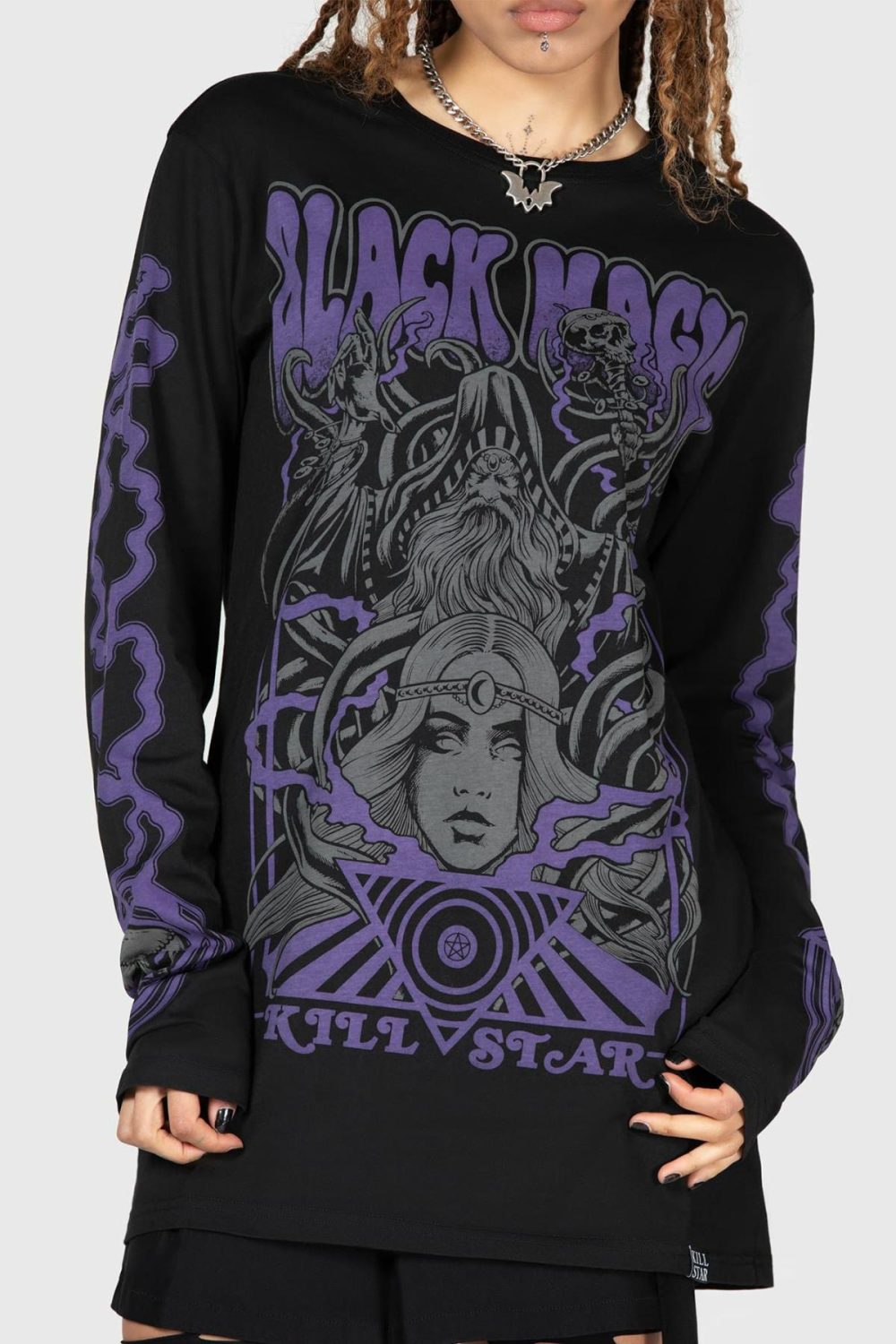 Graphic Tops | Blac Magick Long Sleeve Top – Womens/Mens Clothing Black