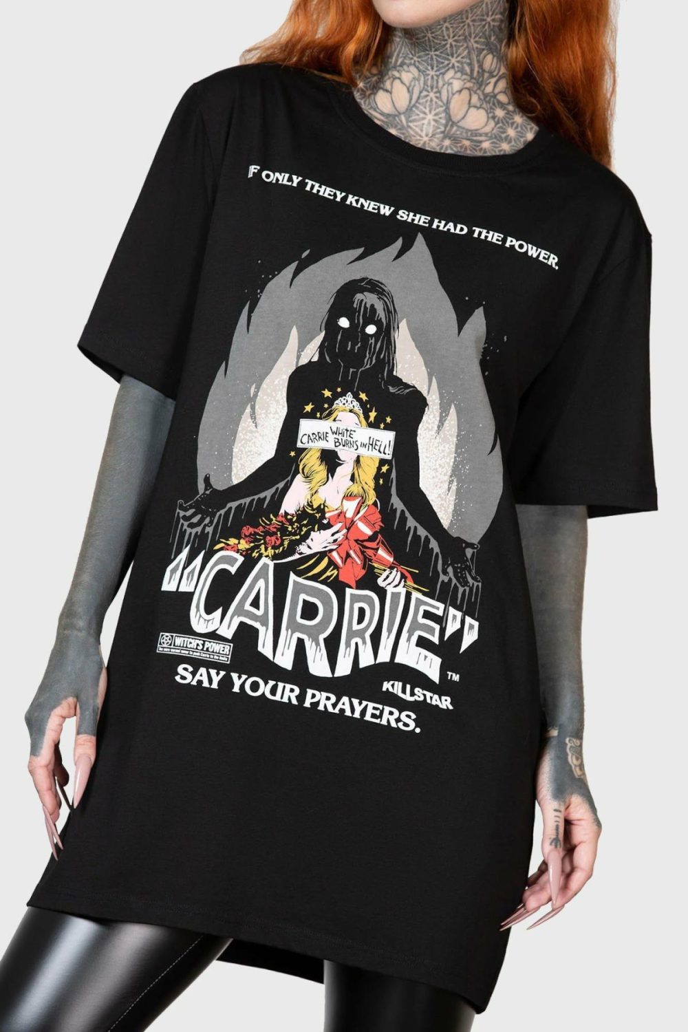 Graphic Tops | Carrie White T-Shirt – Womens/Mens Clothing Black