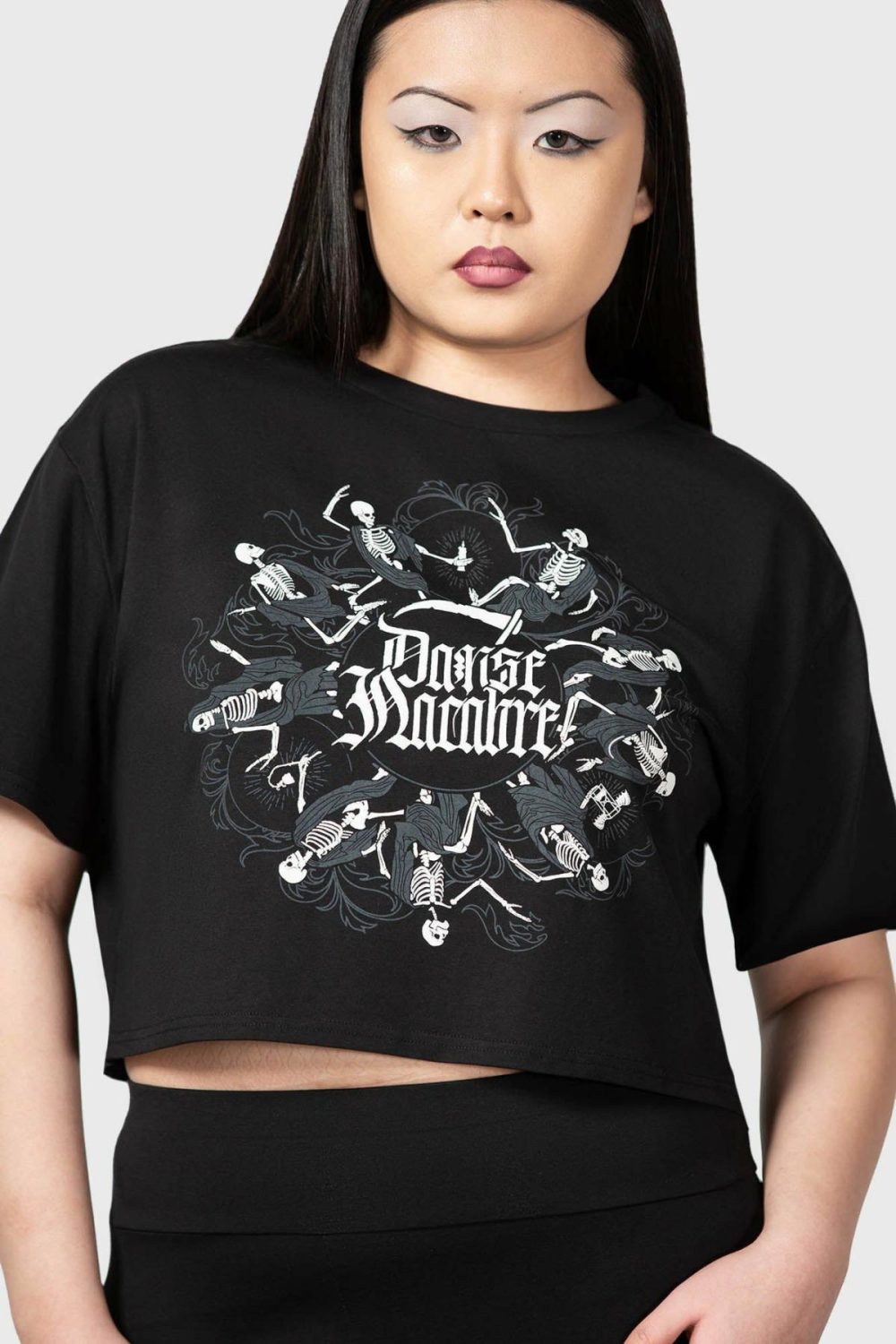 Graphic Tops | Danse Macabre Crop Top – Womens Clothing Black