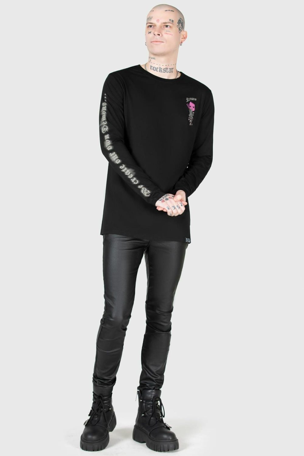 Graphic Tops | Living Nightmare Long Sleeve Top – Mens Clothing Black