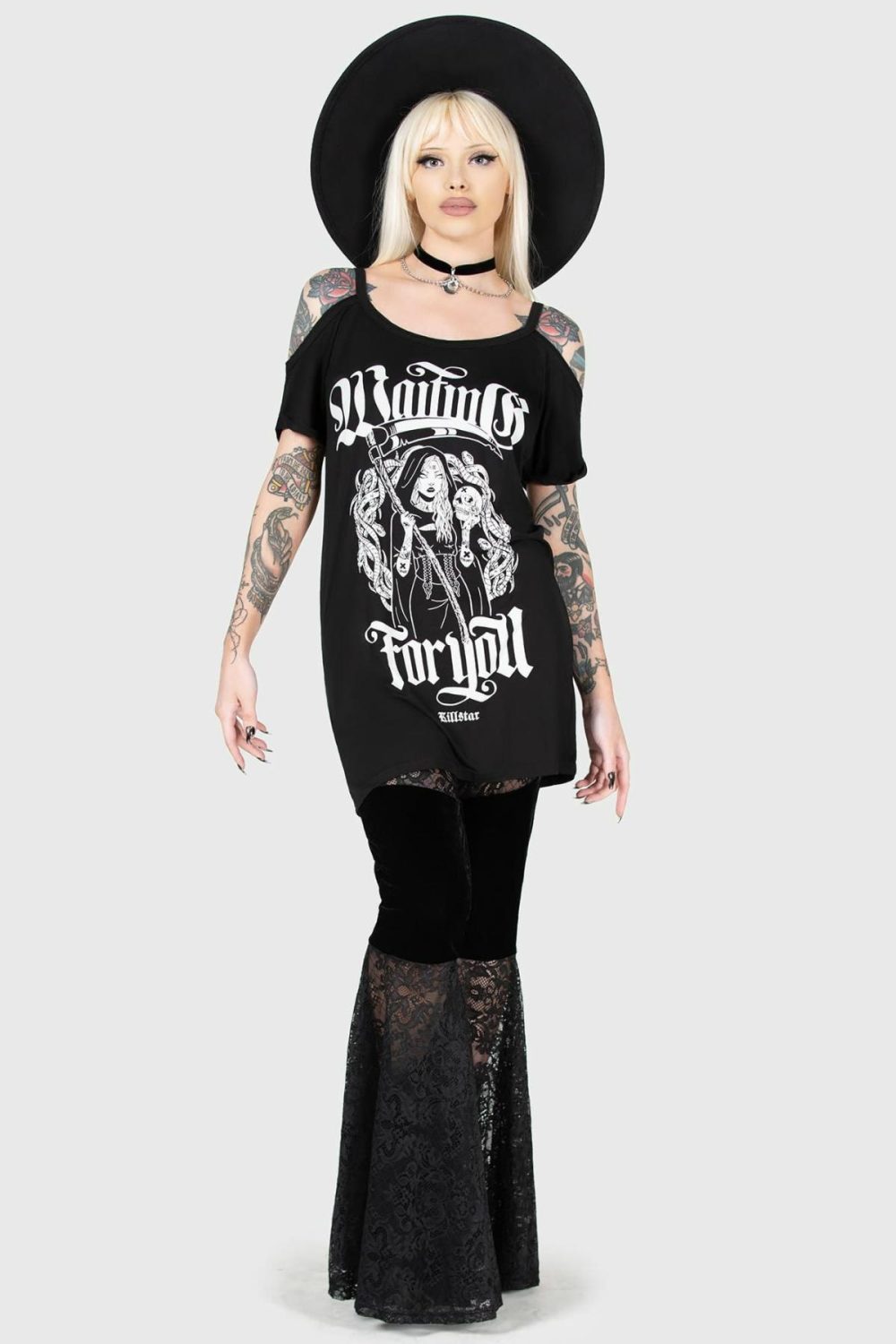 Graphic Tops | Muerte Waiting Distress Top – Womens Clothing Black