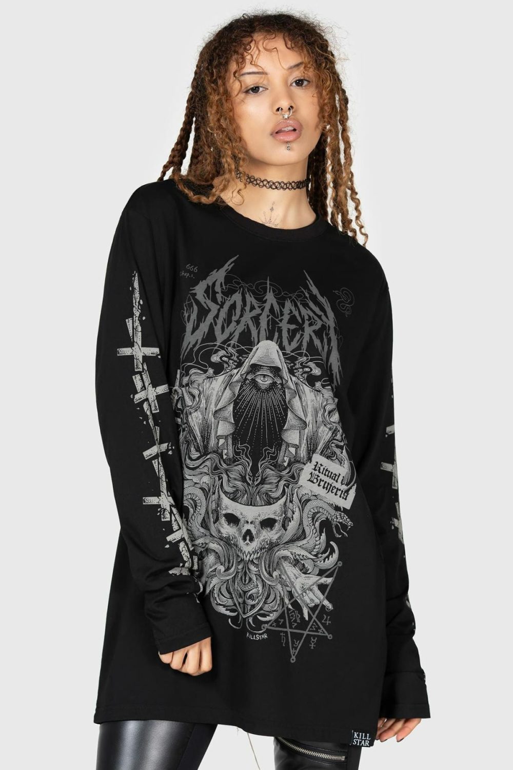 Graphic Tops | Sorcery Long Sleeve Top – Mens Clothing Black