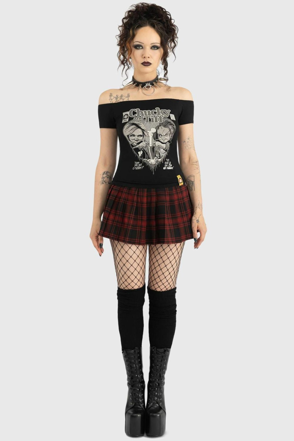 Graphic Tops | Til Death Do Us Part Bardot Top – Womens Clothing Black