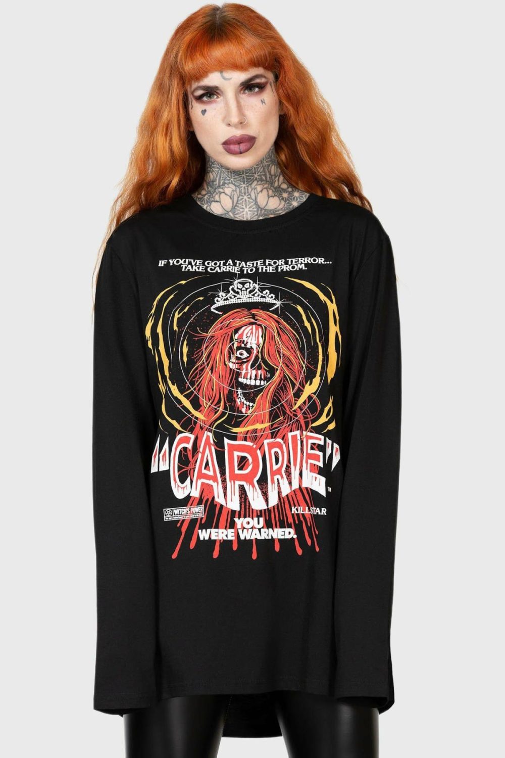 Graphic Tops | Warned Long Sleeve Top – Womens/Mens Clothing Black