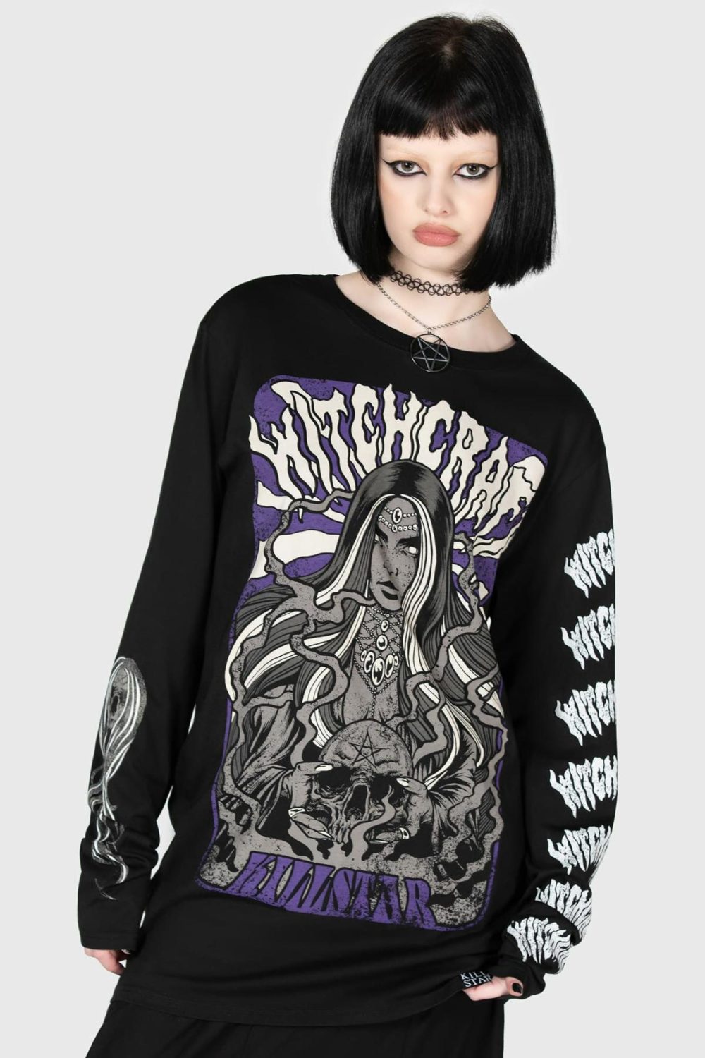 Graphic Tops | Witchcraft Sins Long Sleeve Top – Mens Clothing Black