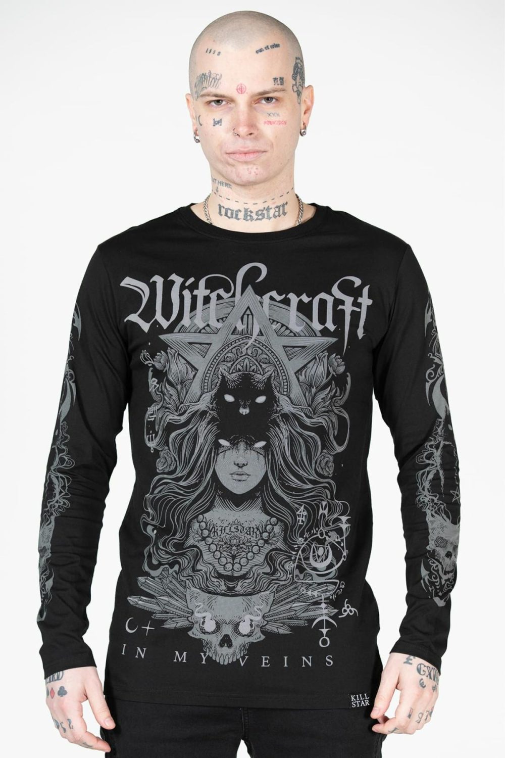 Graphic Tops | Witching Long Sleeve Top – Mens Clothing Black