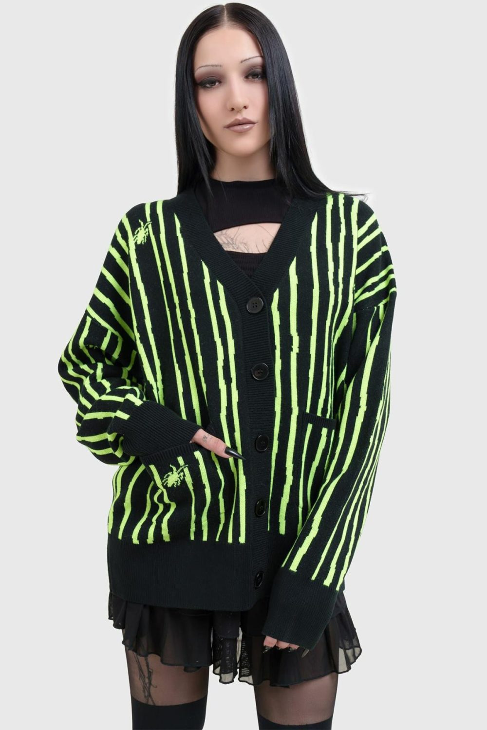 Outerwear | Beetlejuice Beetlejuice Beetlejuice Intarsia Cardigan – Womens Clothing Black