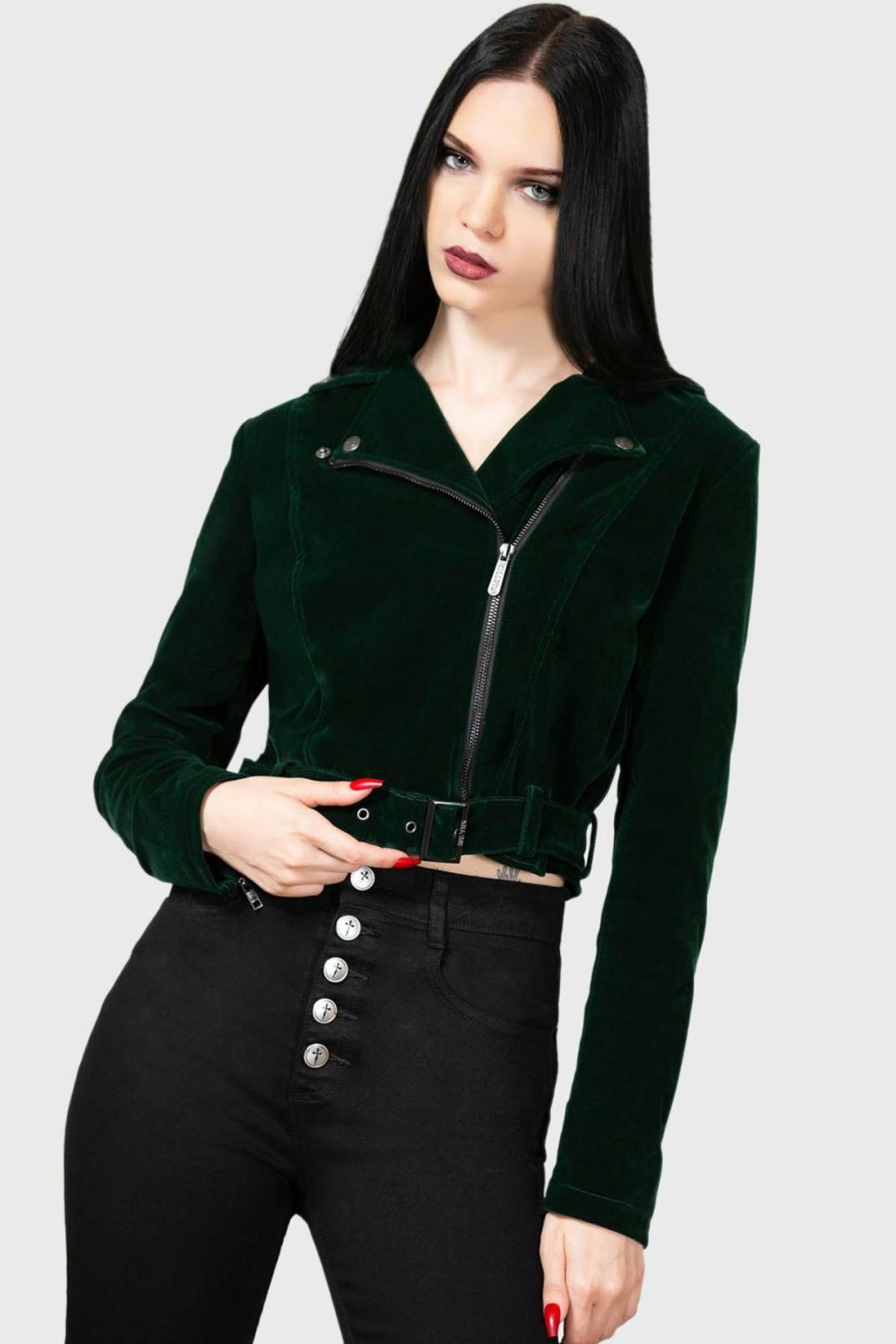 Outerwear | Emerald Goddess Biker Jacket – Womens Clothing Green