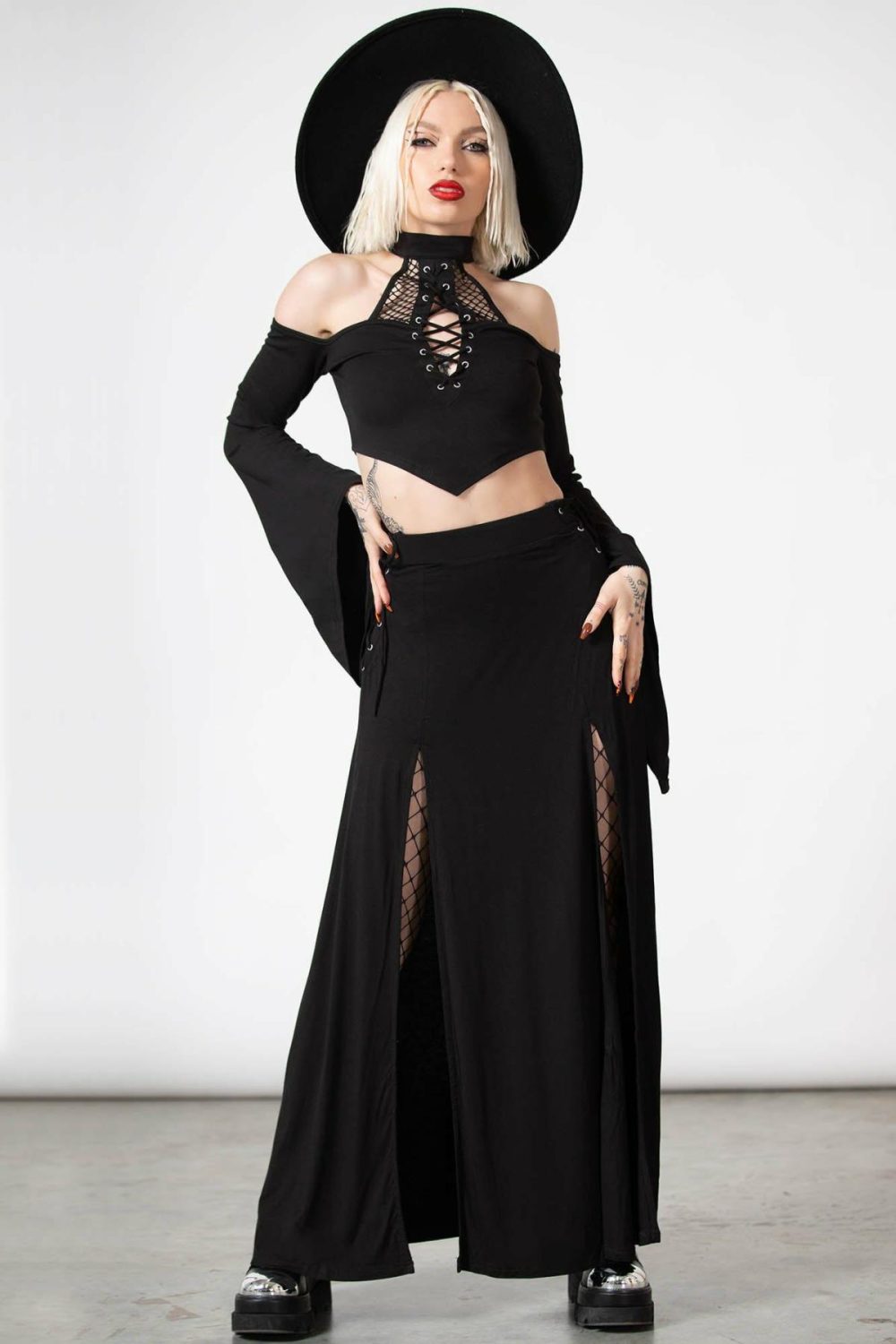 Skirts | Hellverina Split Maxi Skirt – Womens Bottoms Black