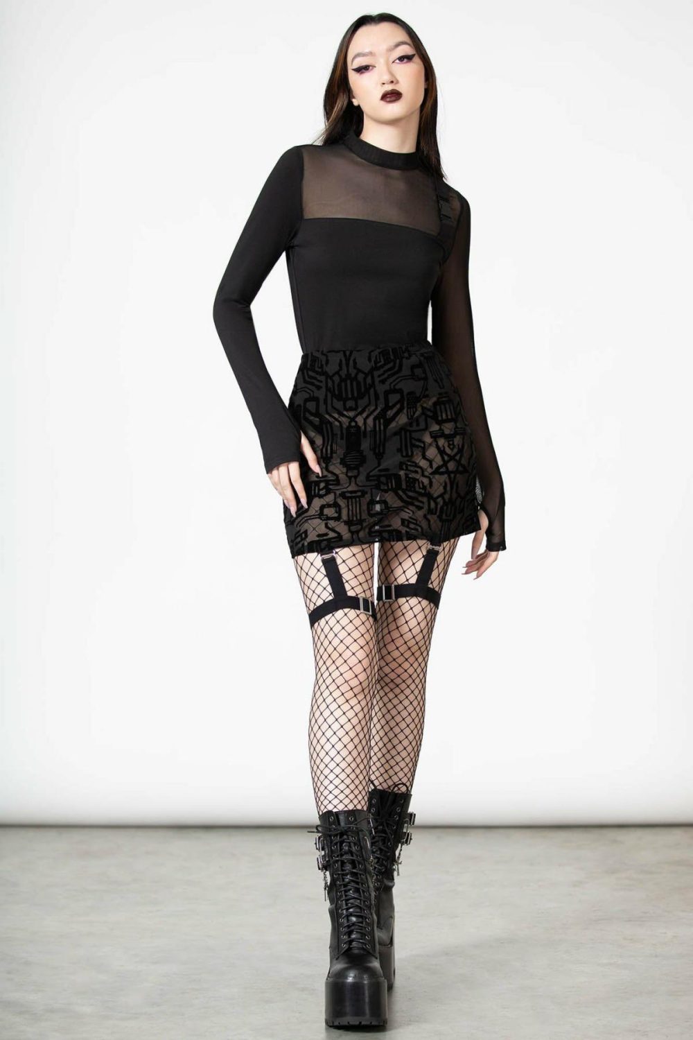 Skirts | Warez Mesh Suspender Skirt – Womens Bottoms Black