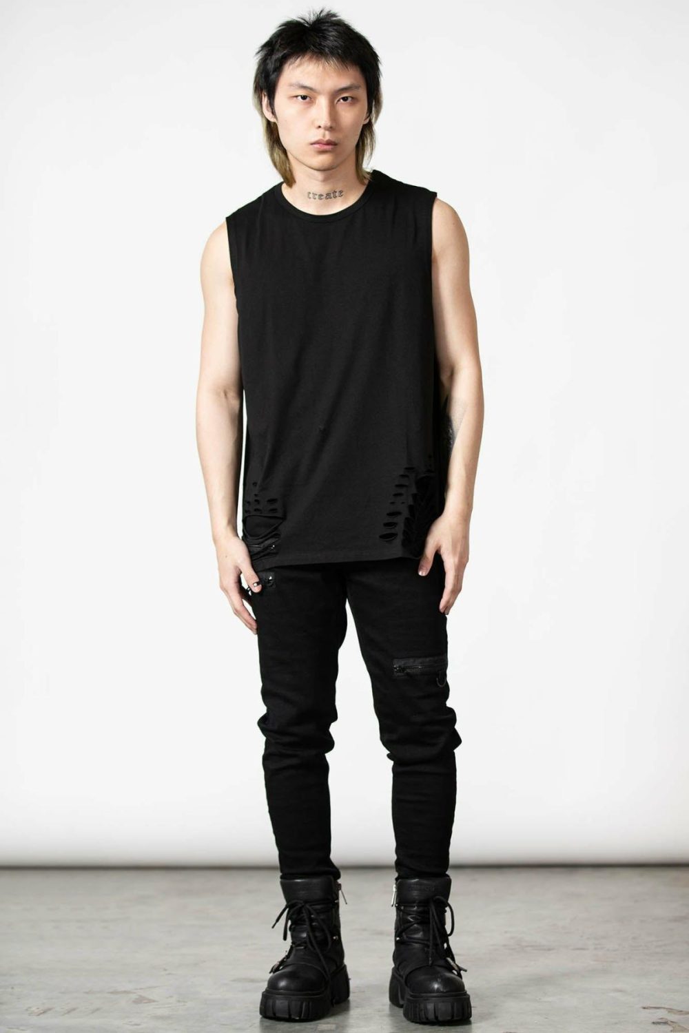 Tops | Total Trance Distressed Vest – Mens Clothing Black