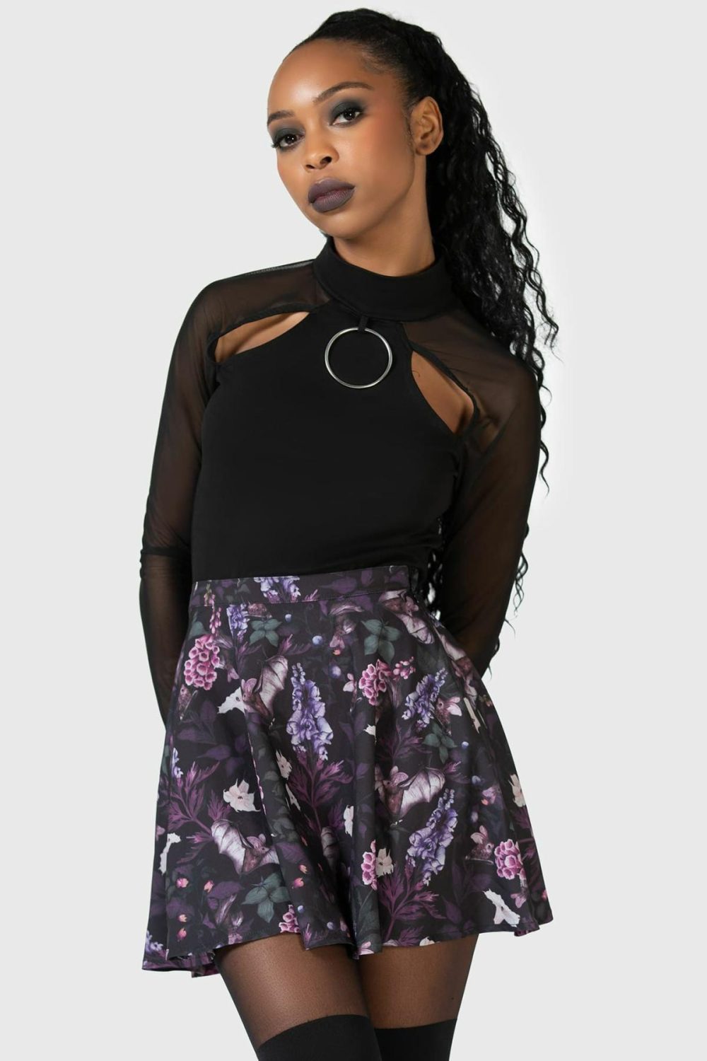 Skirts | Deadly Blossom Mini Skirt – Womens Bottoms Black